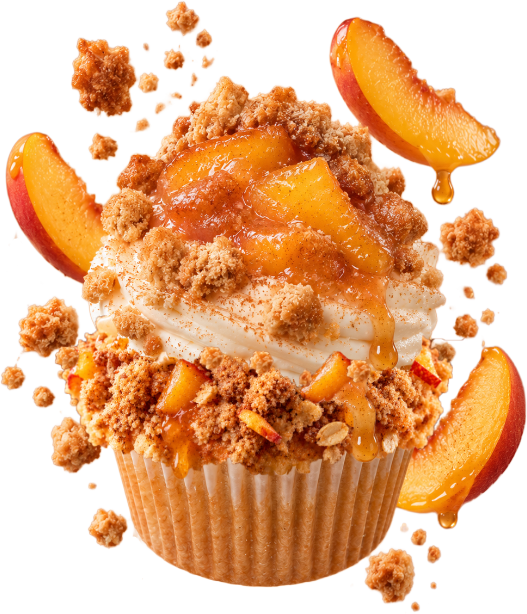 Peach Cobbler Loaded Cupcake